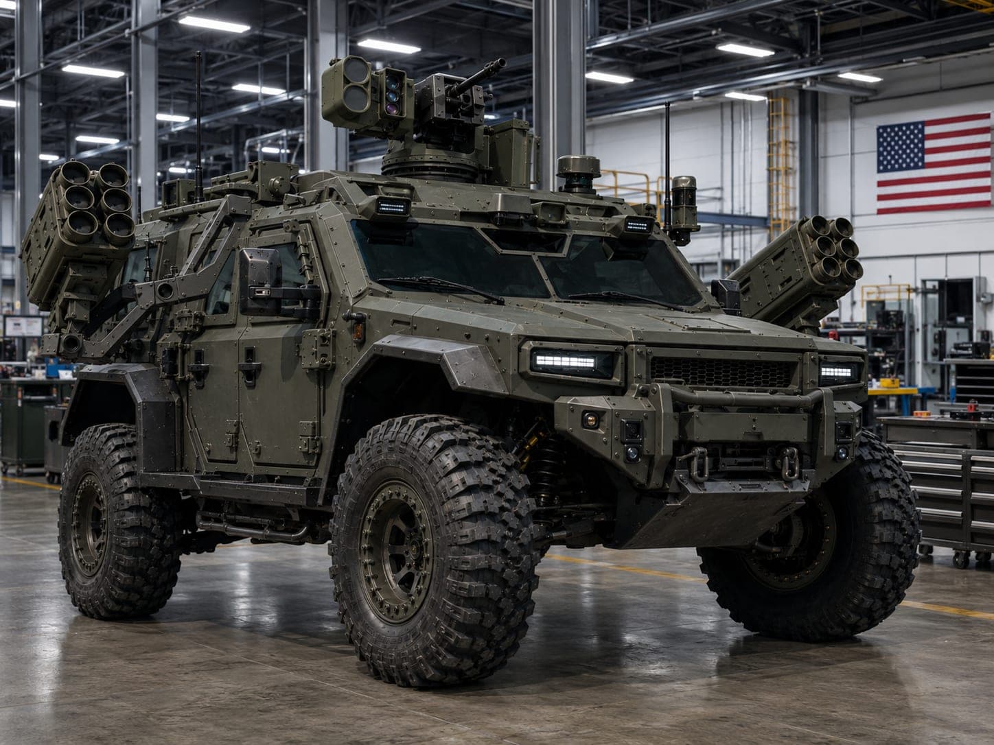 Aerinos concept optionally crewed armored tactical ground vehicle fitted with a modular remote weapon station